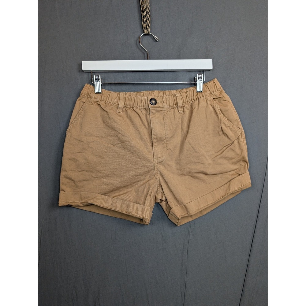 Chubbies Women's Shorts Size M Tan Khaki‎ Classic Chino Flat Front Cotton